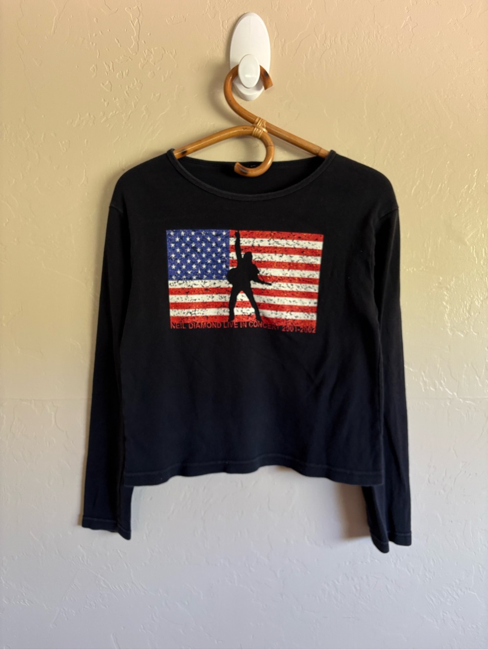 Vintage 2001 2002 Neil Diamond American Flag Concert Tour Long Sleeve Shirt